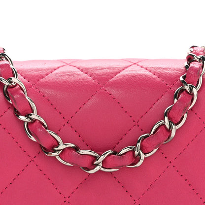 Lambskin Quilted Mini Square Flap Dark Pink