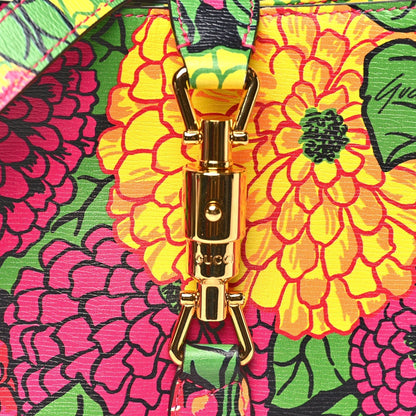 X KEN SCOTT Textured Calfskin Pomponica Print Small Jackie 1961 Hobo Multicolor Fuxia Pompon