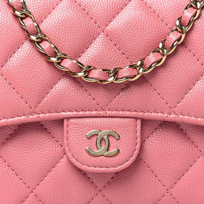 Caviar Quilted Flap Phone Holder With Chain Pink