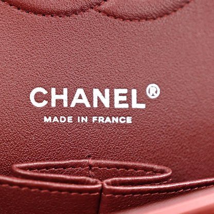 Lambskin Quilted Medium Double Flap Burgundy