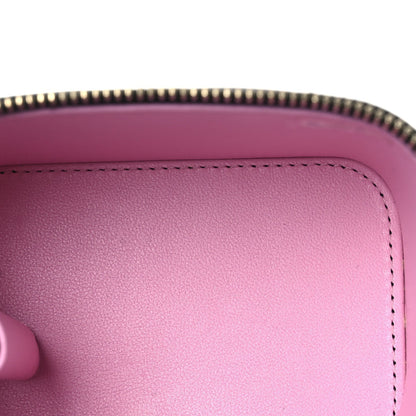 Lambskin Quilted Top Handle Mini Vanity Case With Chain Black Pink