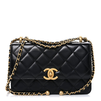 Calfskin Quilted Mini Perfect Fit Flap Black