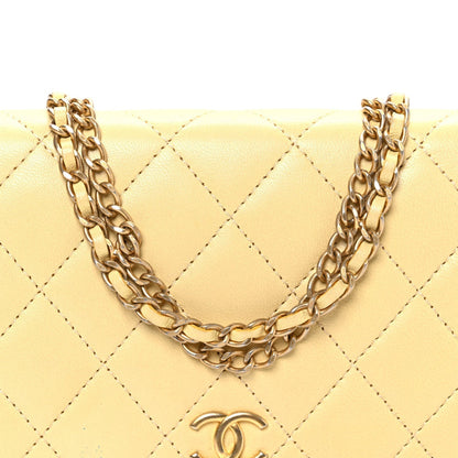 Lambskin Quilted Enamel Wallet On Chain WOC Yellow