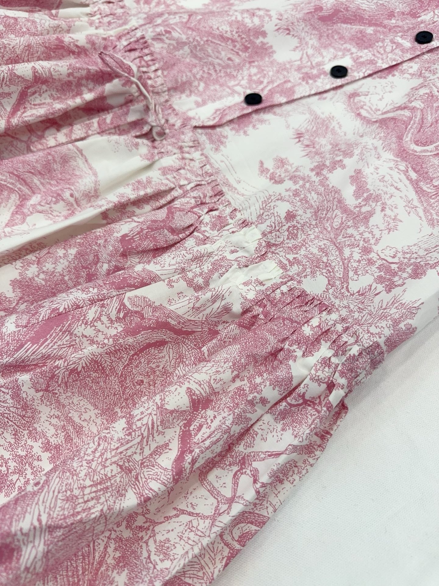 CD 25 Jouy Print Sleeveless Dress Pink Silk Cotton