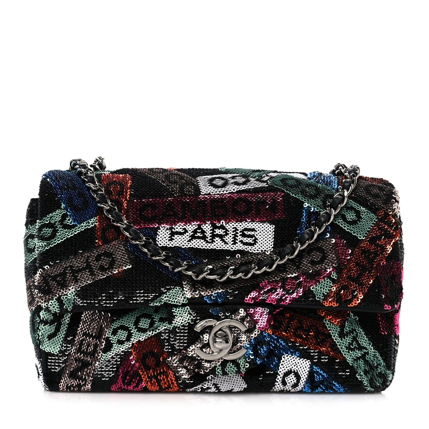Sequin Logo Small Flap Ruthenium Multicolor