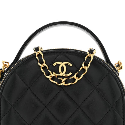 Lambskin Quilted Mini Chic Riviera Top Handle Vanity Case Black