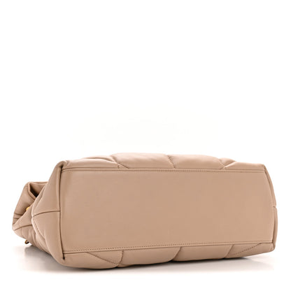 Lambskin Quilted Medium Loulou Puffer Monogram Chain Satchel Dark Beige