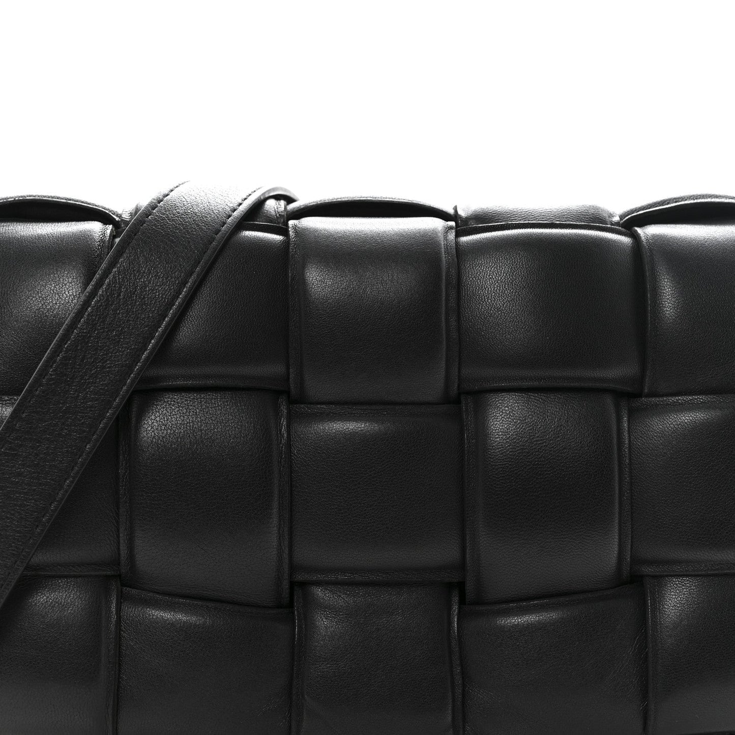 Nappa Maxi Intreccio Padded Cassette Crossbody Bag Black