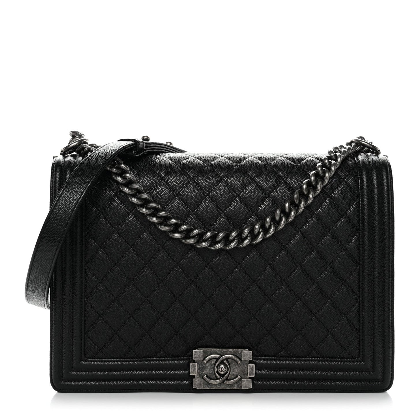 Caviar Quilted Large Boy Flap Black