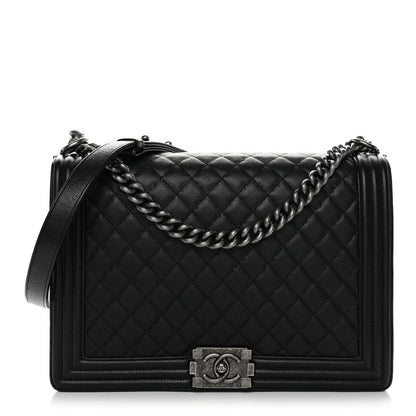 Caviar Quilted Large Boy Flap Black