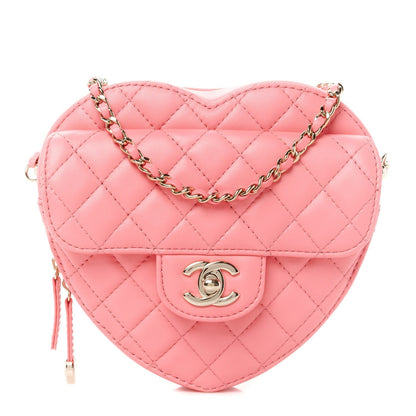 Lambskin Quilted CC In Love Heart Bag Pink