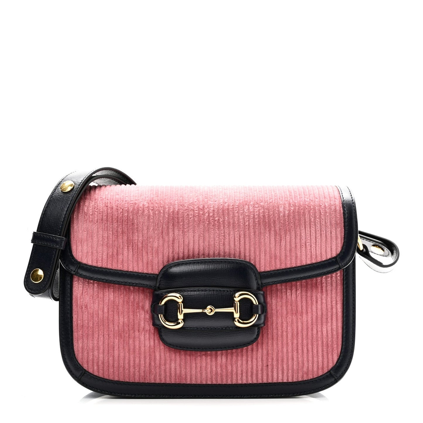 Lanzo Stretch Cord Azalea Calfskin Horsebit 1955 Shoulder Bag Lipstick Rose Blue