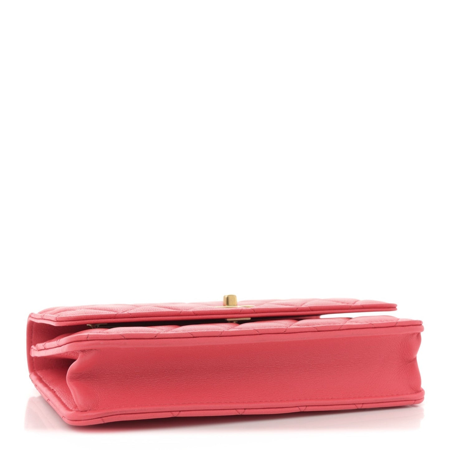 Lambskin Quilted Sweet Camellia Wallet On Chain WOC Coral