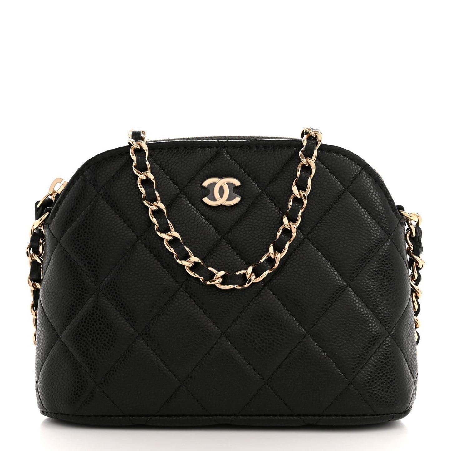 Caviar Quilted Classic Clutch With Chain Black