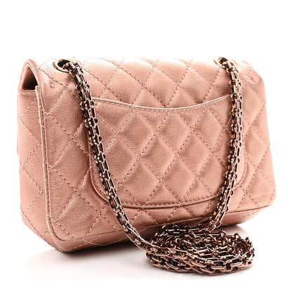 Metallic Grained Calfskin Quilted 2.55 Reissue Mini Flap Copper Pink