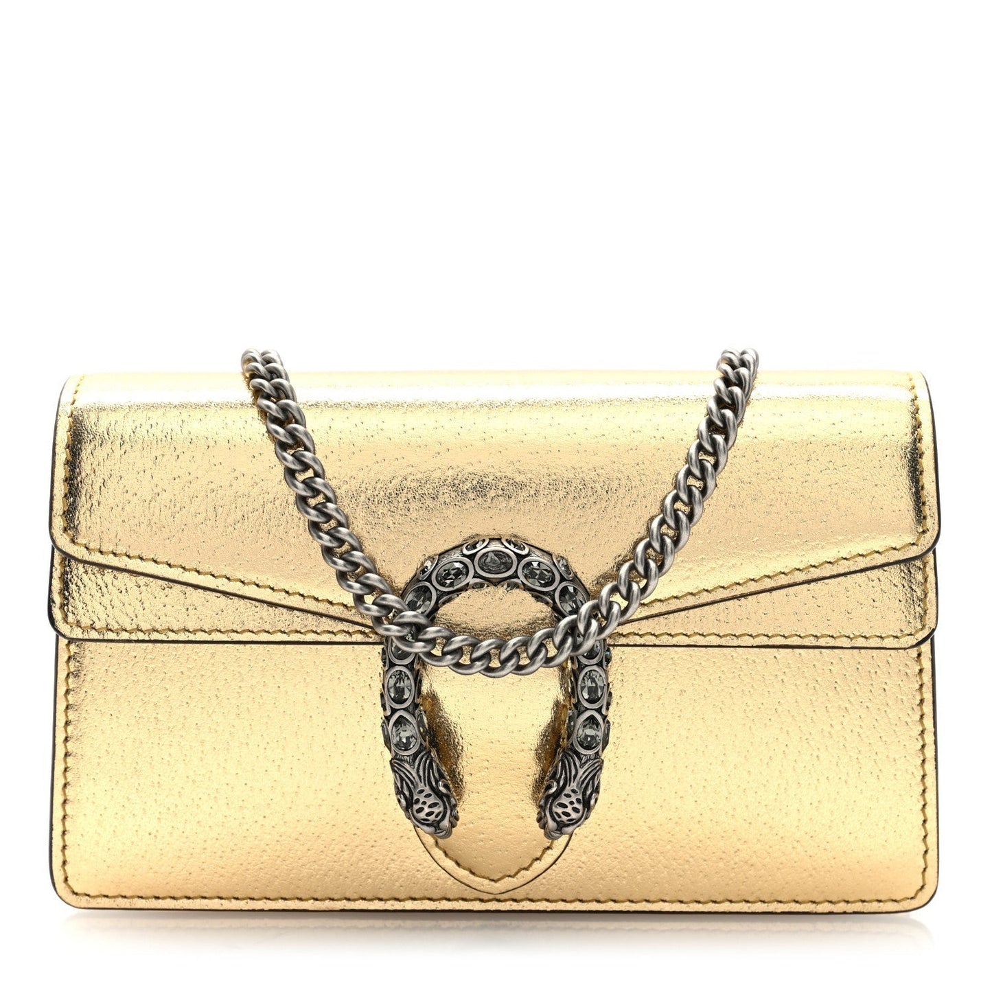 Metallic Calfskin Super Mini Dionysus Shoulder Bag Gold
