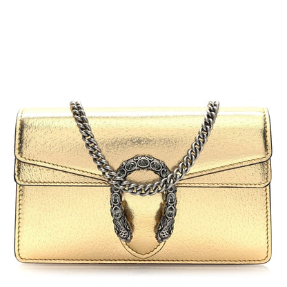 Metallic Calfskin Super Mini Dionysus Shoulder Bag Gold