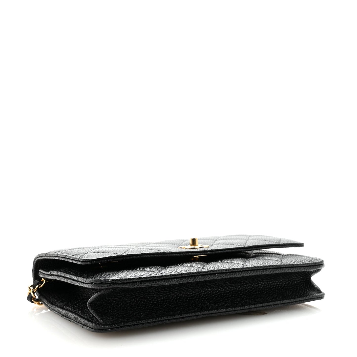 Caviar Quilted CC Turnlock Wallet On Chain WOC Black