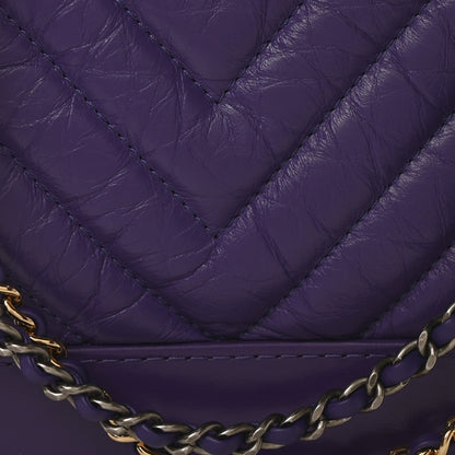 Aged Calfskin Chevron Quilted Small Gabrielle Hobo Purple