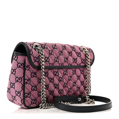 Monogram Multicolor Matelasse Diagonal Small GG Marmont Shoulder Bag Pink Blue