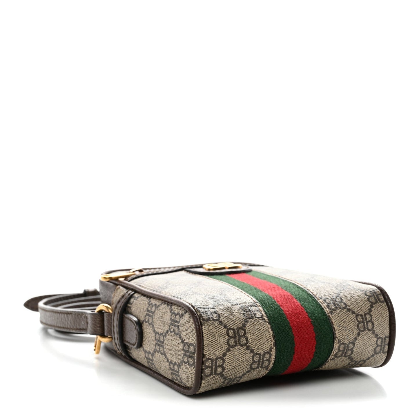 X BALENCIAGA BB Supreme Monogram Web Mini Ophidia Messenger Beige New Acero