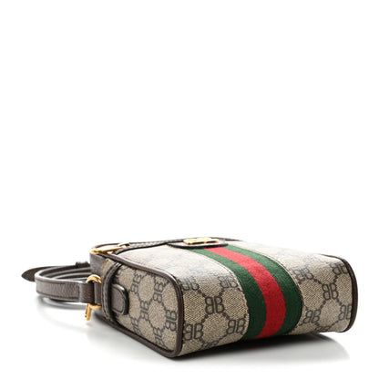 X BALENCIAGA BB Supreme Monogram Web Mini Ophidia Messenger Beige New Acero