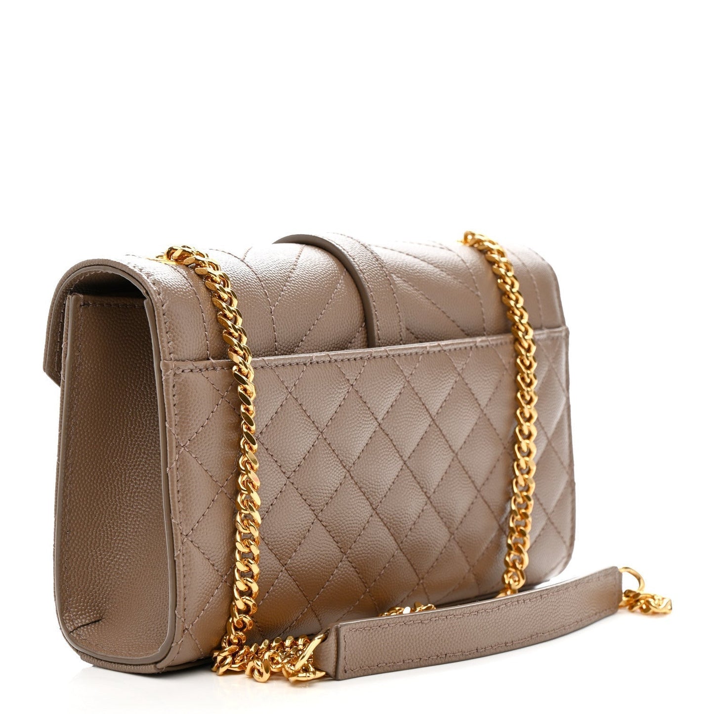 Grain De Poudre Textured Mixed Matelasse Triquilt Small Monogram Satchel Dark Beige