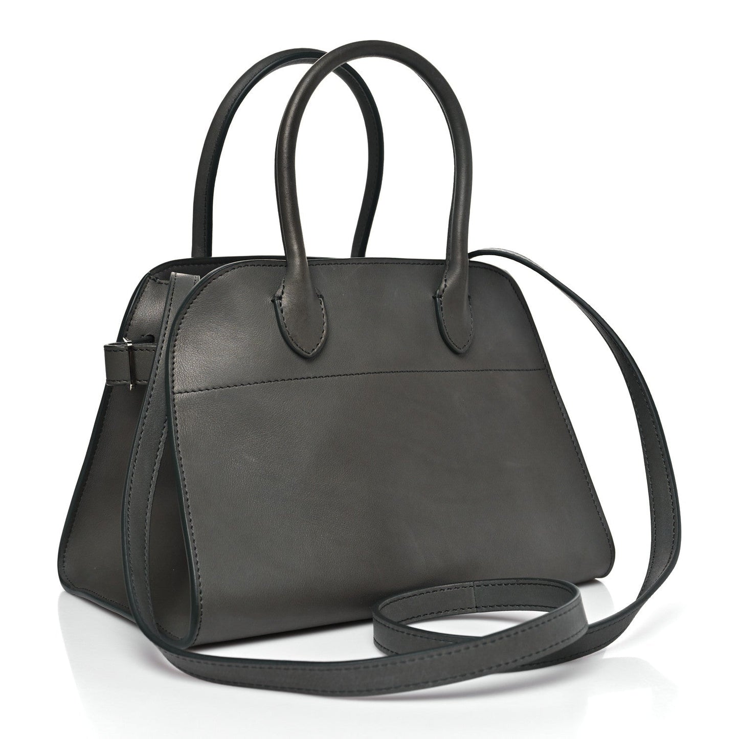 Polished Saddle Calfskin Soft Margaux 10 Bag Koala Grey