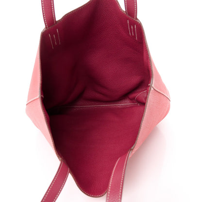 Taurillon Clemence Double Sens 36 Reversible Tote Rubis Bougainvillea