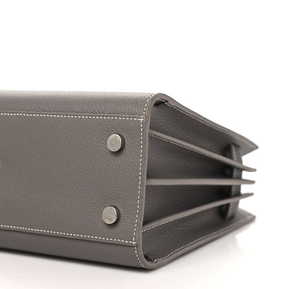 Grained Calfskin Topstitch Baby Sac De Jour Fog