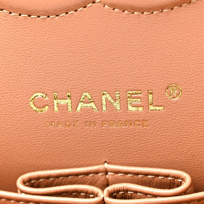 Lambskin Quilted Medium Double Flap Brown