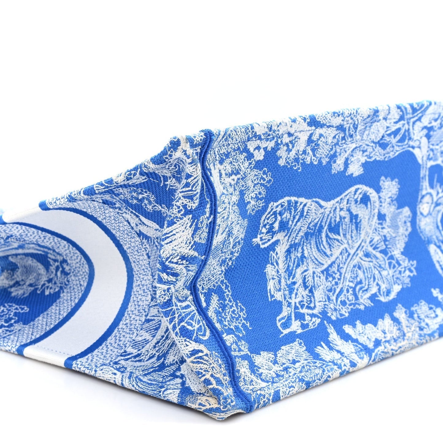 Canvas Embroidered Medium Dioriviera Toile De Jouy Book Tote Fluorescent Blue