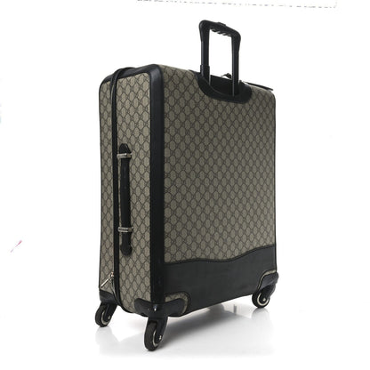 GG Supreme Monogram Four Wheel Suitcase Black