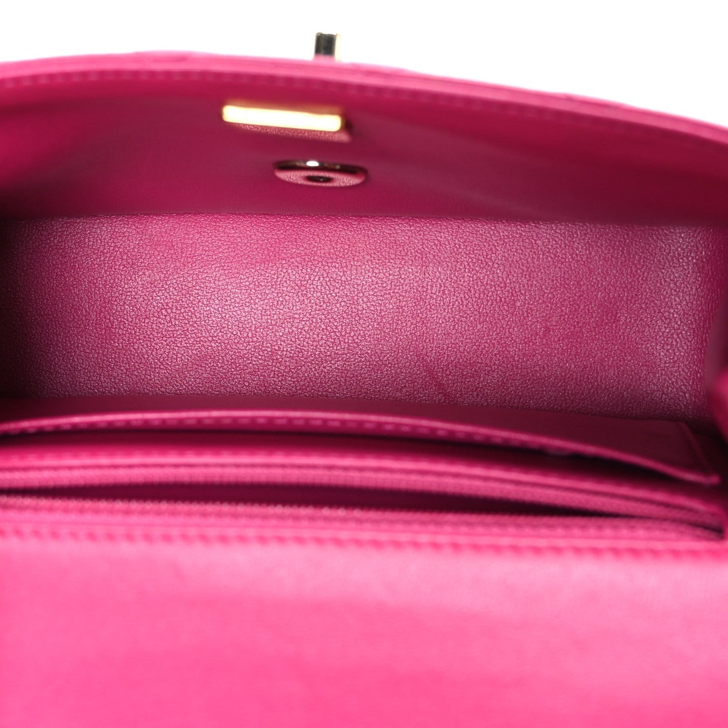 Lambskin Quilted Mini Crystal Top Handle Rectangular Flap Dark Pink