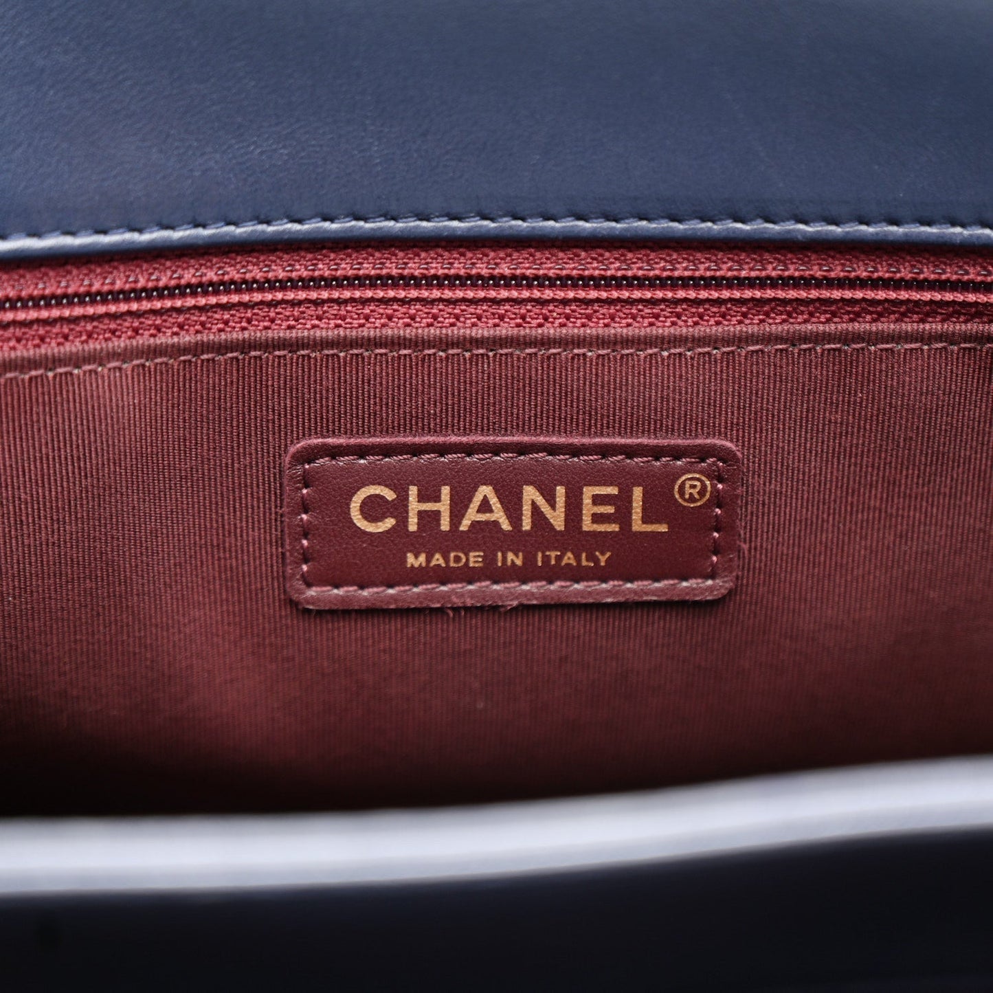 Lambskin Stitched Medium Around The Corner Shopping Tote Deep Marine