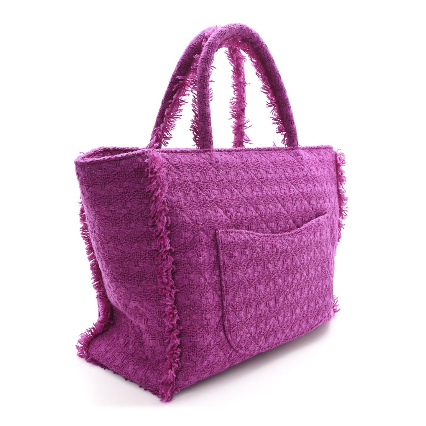 Wool Tweed Large Zipped Shopping Tote Magenta