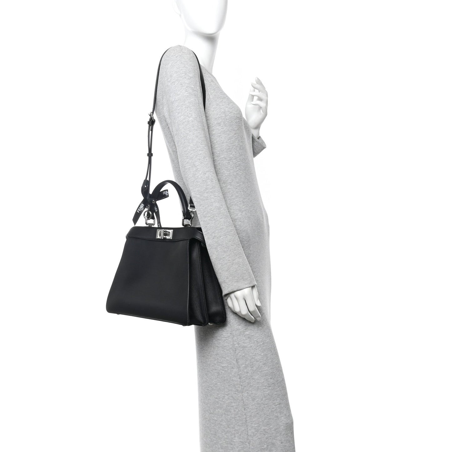 X MARC JACOBS Vitello Seta Shiny Nappa Medium Peekaboo I SEE U Satchel Black