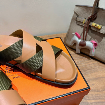 HM 25 Kazimir Sandal Two-tone Calfskin Canvas