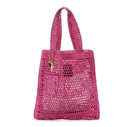 Raffia Summer Banana Tote Fuchsia Rose