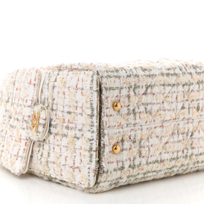 Tweed Quilted Small Chanel 25 Handbag Ecru Khaki Gold Red
