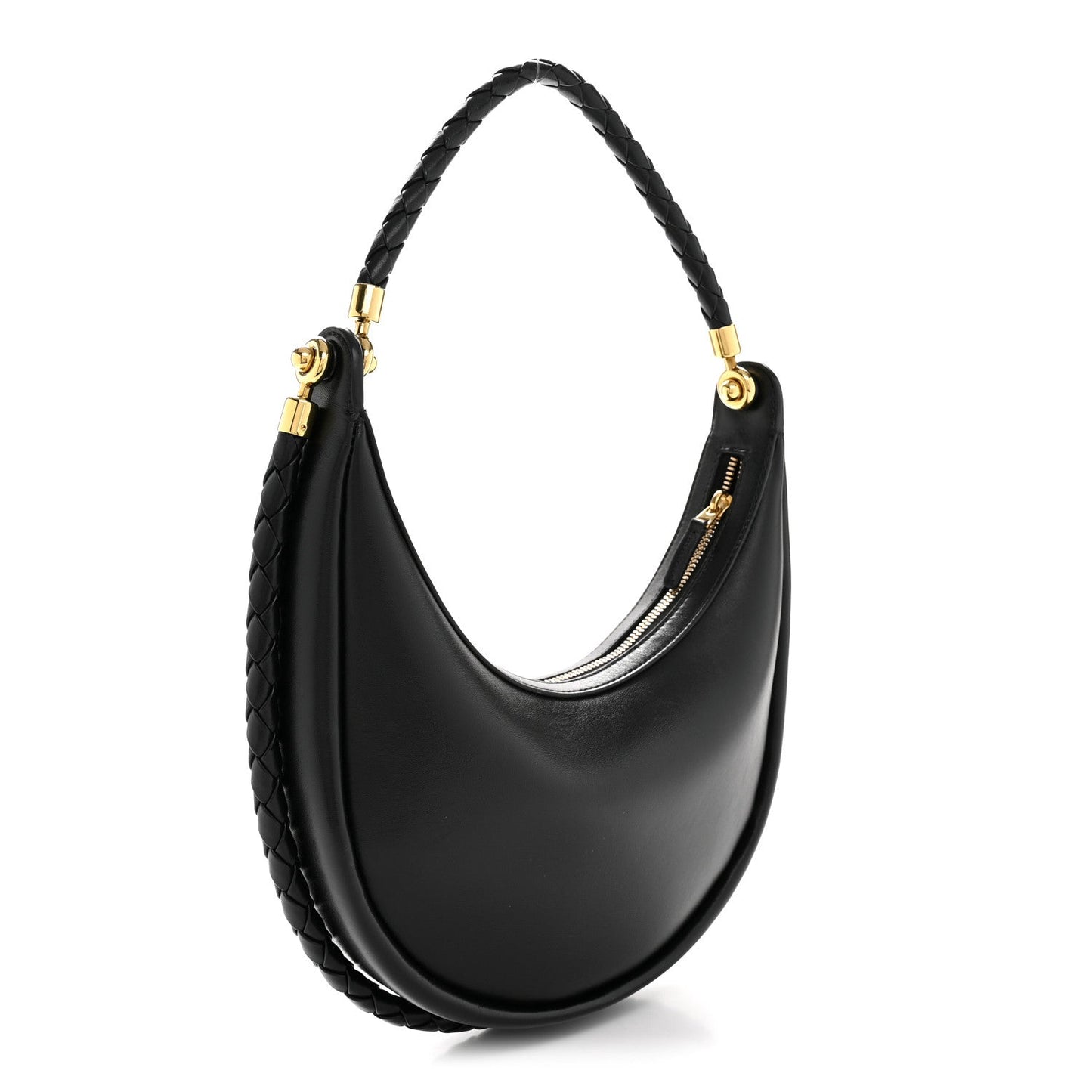 Smooth Calfskin Hula Hoop Shoulder Bag Black
