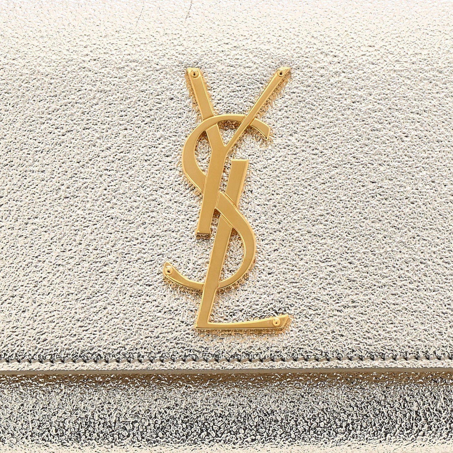 Metallic Textured Calfskin Classic Monogram Cassandre Clutch Pale Gold