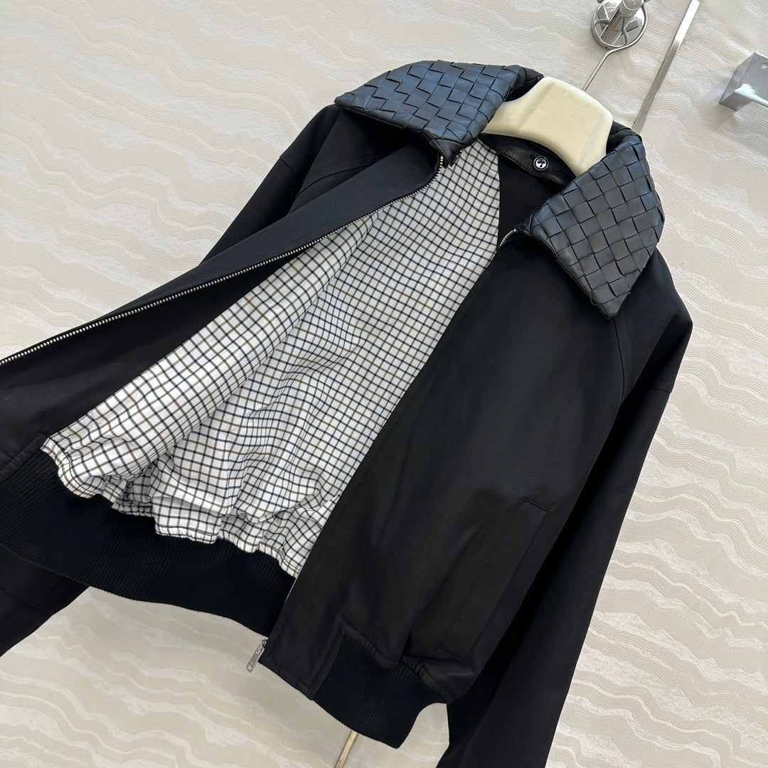 BV 25S Jacket Sheepskin Neck in Black Cotton