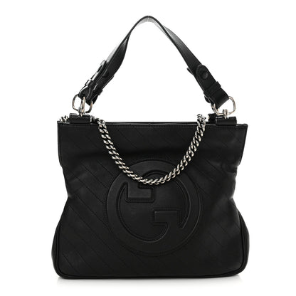 Sakai Be Green Calfskin Diagonal Stitched Small Blondie Tote Black