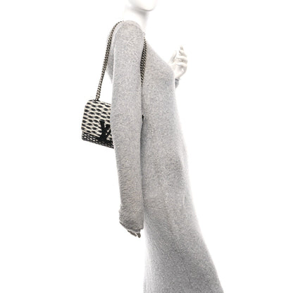 Calfskin Epi Smock Louise MM Chain Clutch Blue White Black