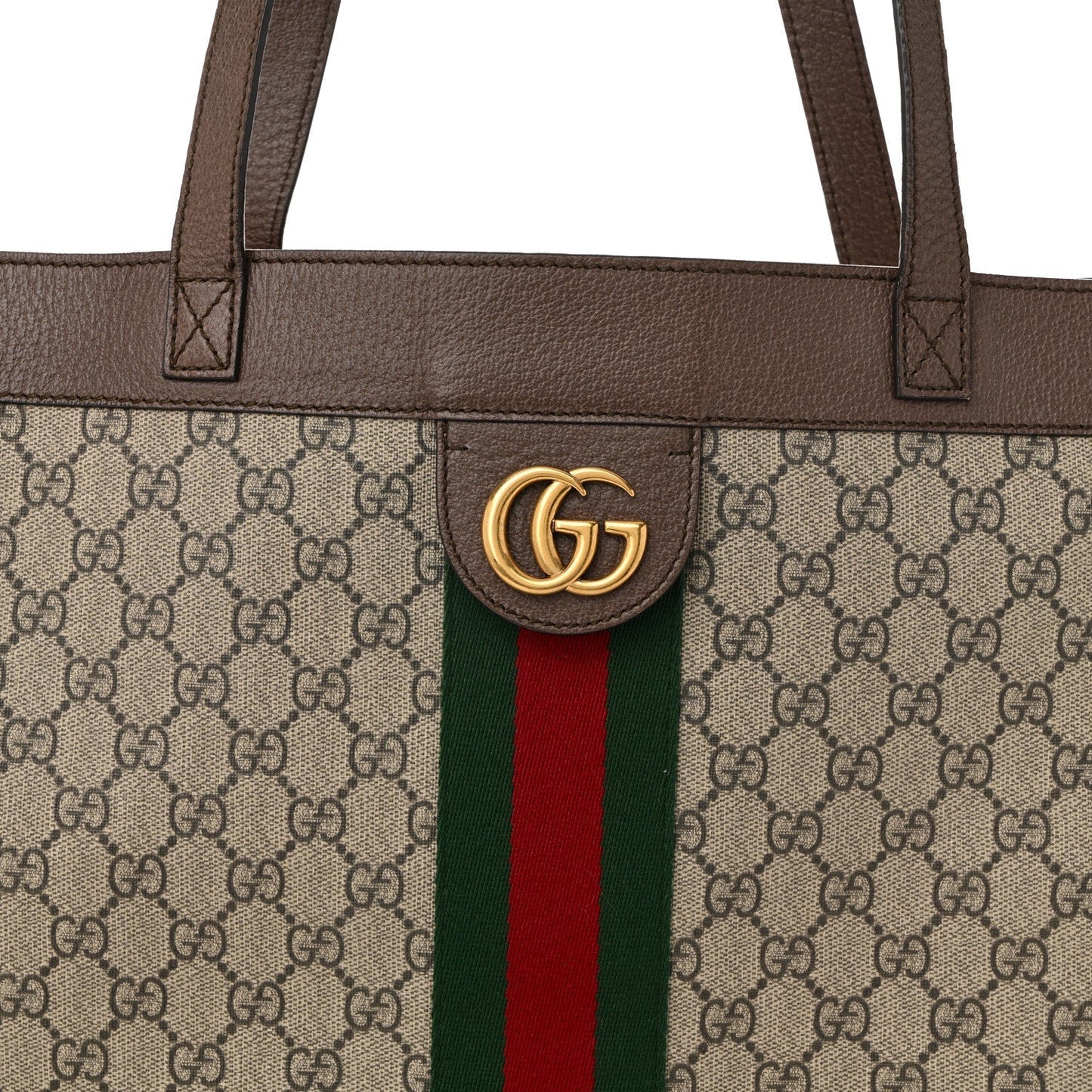 GG Supreme Monogram Web Ophidia Tote Brown