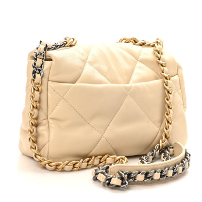 Lambskin Quilted Medium Chanel 19 Flap Beige