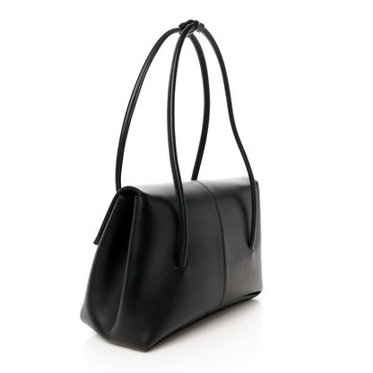 Calfskin Medium Falcon Shoulder Bag Black