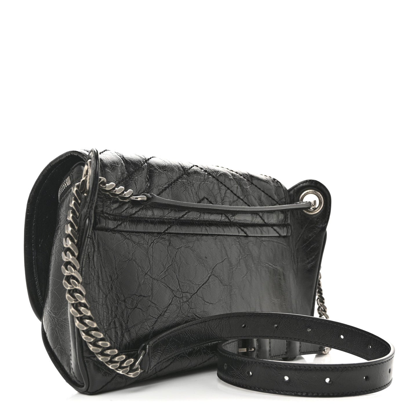 Crinkled Calfskin Matelasse Monogram Niki Body Bag Black