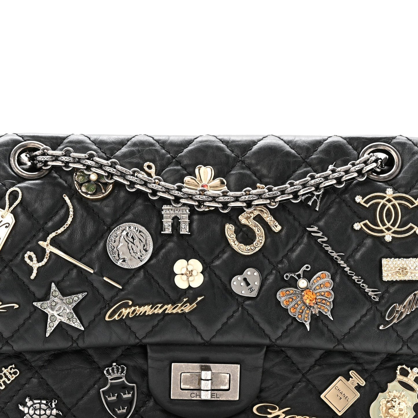 Aged Calfskin Lucky Charms 2.55 Reissue 225 Flap Black